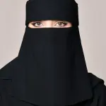 A short niqab with elastic bands and a bow tie