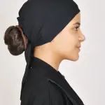 Black Plain Hijab Undercap with Fabric Tie