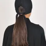 Black Plain Hijab Undercap with Fabric Tie