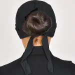 Black Plain Hijab Undercap with Fabric Tie